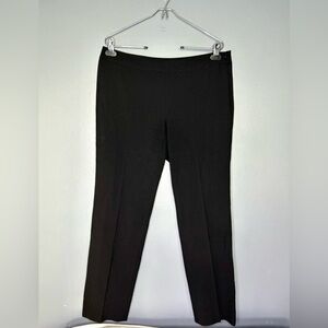 DKNY Perry Pants Womens 10 Black Straight Leg Dress Pants Wool Side Zip Classic